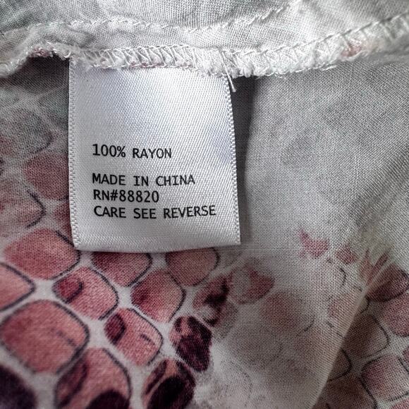 Cynthia Rowley Pink White Snakeskin Print Top Size Large - Picture 6 of 6
